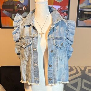 Ruffled Denim Vest